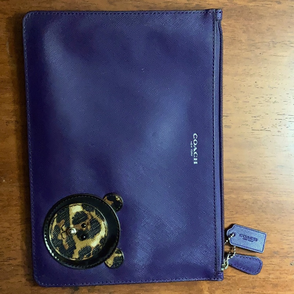 Purple Coach Zipper Clutch